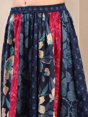 Multicolor color blocked cotton flared maxi skirt for women 4