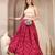 Red floral printed cotton flared maxi skirt for women
