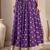 Purple printed cotton flared maxi skirt for women