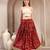 Maroon floral printed cotton flared maxi skirt for women