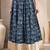 Blue graphic printed cotton flared maxi skirt for women