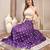 Purple printed cotton flared maxi skirt for women