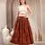 Brown graphic printed cotton flared maxi skirt for women