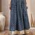 Blue floral printed cotton flared maxi skirt for women