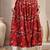 Maroon floral printed cotton flared maxi skirt for women