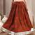 Brown graphic printed cotton flared maxi skirt for women