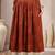 Brown graphic printed cotton flared maxi skirt for women