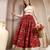 Maroon floral printed cotton flared maxi skirt for women