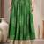 Green floral printed cotton flared maxi skirt for women