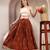 Brown graphic printed cotton flared maxi skirt for women