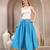 Sky-blue plain cotton flared maxi skirt for women