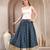 Blue floral printed cotton flared maxi skirt for women