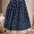 Blue graphic printed cotton flared maxi skirt for women