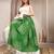 Green floral printed cotton flared maxi skirt for women