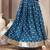 Teal printed cotton flared maxi skirt for women