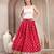 Pink printed cotton flared maxi skirt for women