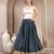 Blue printed cotton flared maxi skirt for women