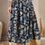 Blue floral printed cotton flared maxi skirt for women