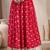 Pink printed cotton flared maxi skirt for women