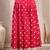 Pink printed cotton flared maxi skirt for women