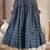 Blue floral printed cotton flared maxi skirt for women