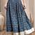 Blue floral printed cotton flared maxi skirt for women