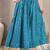 Sky-blue floral printed cotton flared maxi skirt for women