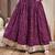Purple floral printed cotton flared maxi skirt for women