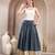Blue floral printed cotton flared maxi skirt for women