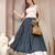 Blue printed cotton flared maxi skirt for women