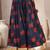Blue graphic printed cotton flared maxi skirt for women