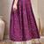 Purple floral printed cotton flared maxi skirt for women