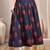 Blue graphic printed cotton flared maxi skirt for women