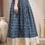 Blue floral printed cotton flared maxi skirt for women