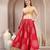 Pink floral printed cotton flared maxi skirt for women