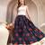 Blue graphic printed cotton flared maxi skirt for women