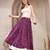 Purple floral printed cotton flared maxi skirt for women