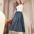 Blue floral printed cotton flared maxi skirt for women