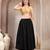 Black plain cotton flared maxi skirt for women