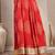 Red floral printed cotton flared maxi skirt for women