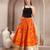 Orange floral printed cotton flared maxi skirt for women