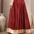 Red printed cotton flared maxi skirt for women