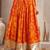 Orange floral printed cotton flared maxi skirt for women