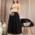 Black plain cotton flared maxi skirt for women