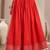 Red plain cotton flared maxi skirt for women