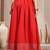Red plain cotton flared maxi skirt for women