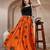 Orange graphic printed cotton flared maxi skirt for women