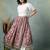 Cream floral printed cotton flared maxi skirt for women