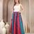 Multicolor floral printed cotton flared maxi skirt for women