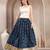 Blue graphic printed cotton flared maxi skirt for women